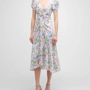 Cinq à Sept Walker Floral Ruched Midi-Dress